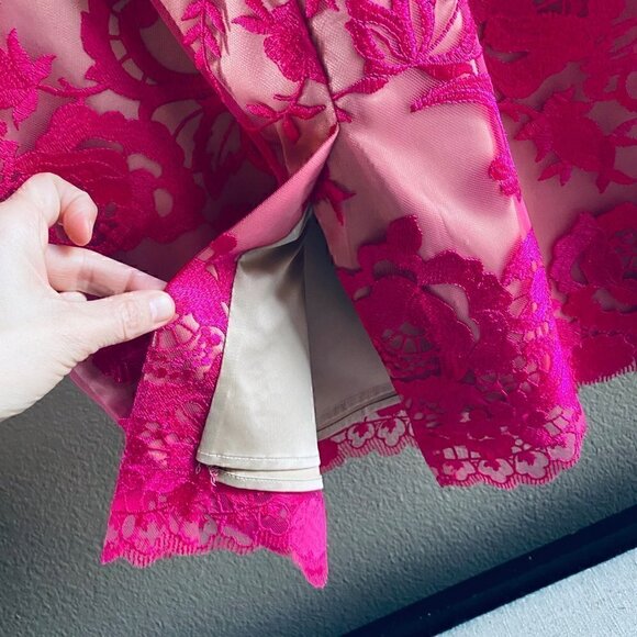 Vince Camuto Pink Fuschia Nude Floral Embroidered Lace Sleeveless Dress 0 - Picture 9 of 15